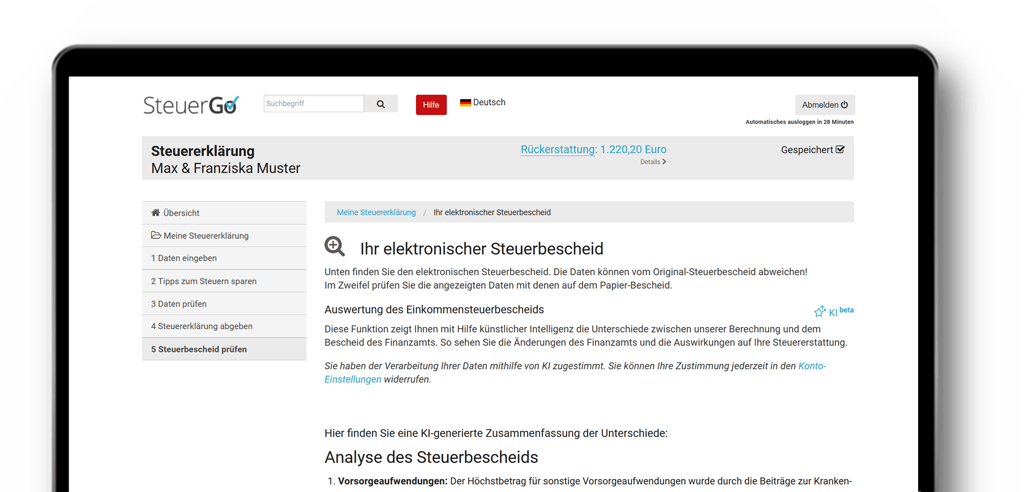 Screenshot SteuerGo