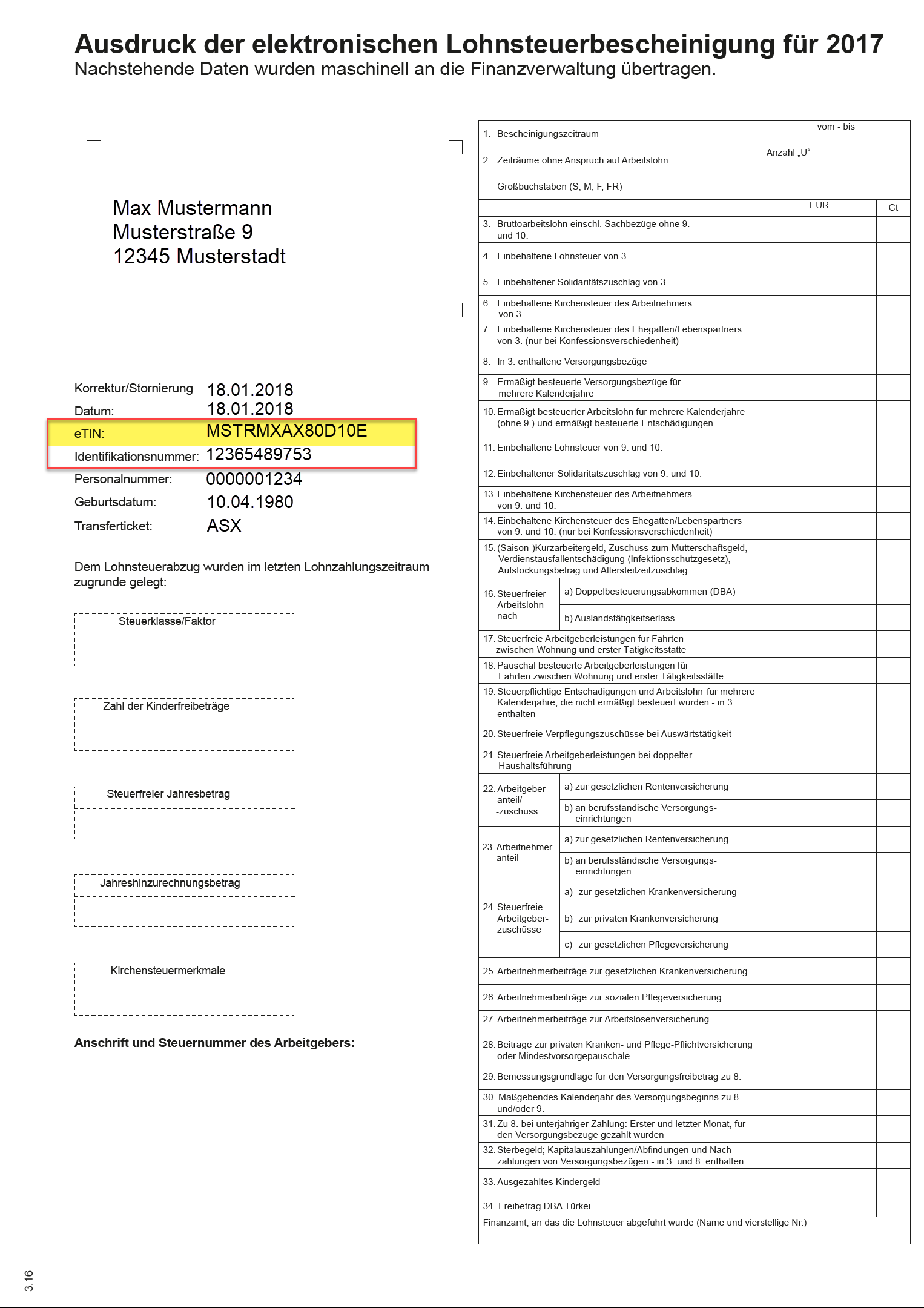 Steuererkl rung 2017 arbeitnehmer lohnsteuerbescheinigung